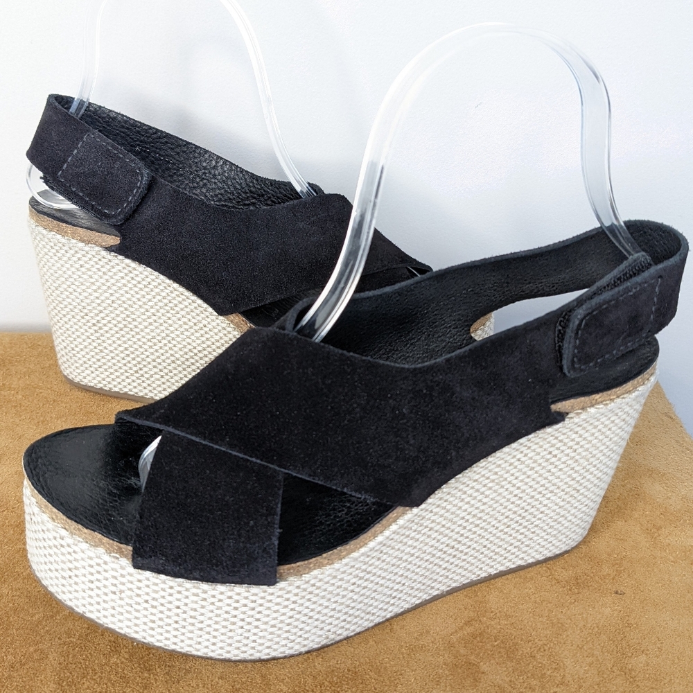 Pedro García Denia crisscross suede platform sandals 7.5